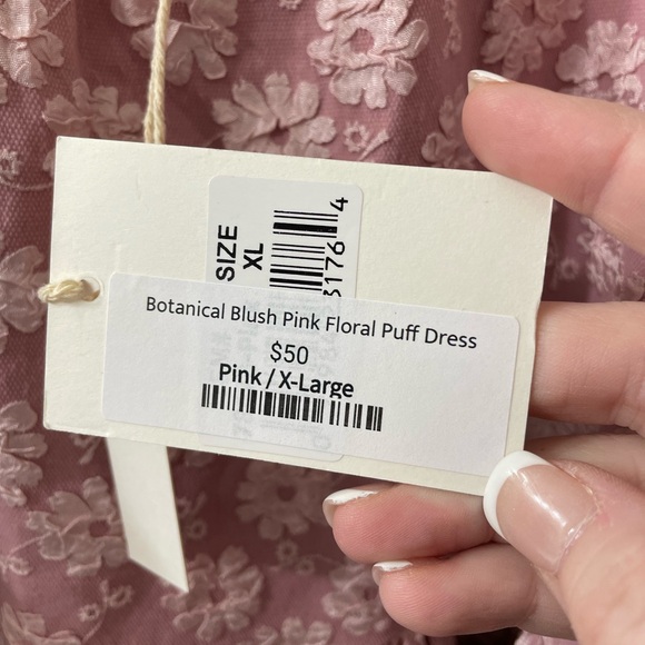 Grace & Emma NWT Botanical Blush Pink Floral Puff Sleeve Dress XL - Picture 6 of 16